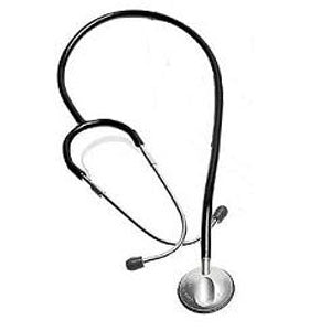 Estetoscopio sencillo negro de Beracah Medica para enfermería, con cabeza ligera y diseño profesional.