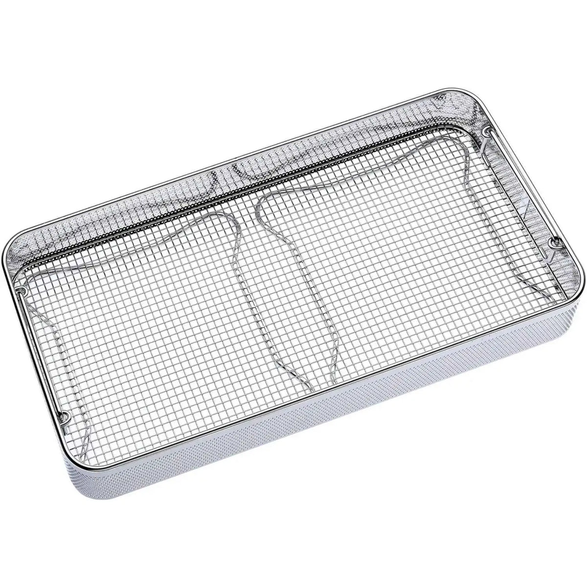 Bandeja quirúrgica de chapa perforada para asas, retráctil, de la marca Beracah Medica, para esterilización en cajas quirúrgicas.