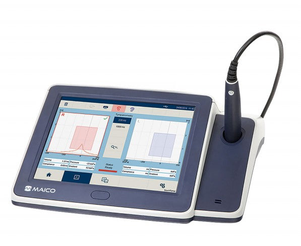Impedanciómetro Timpanómetro Beracah Medica MI-26 Touch Tymp con pantalla y software para pruebas auditivas.