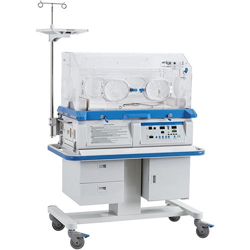 Cuna térmica de calor radiante Beracah Medica NK-C500 con fototerapia, pantalla de 8" y báscula para cuidado neonatal