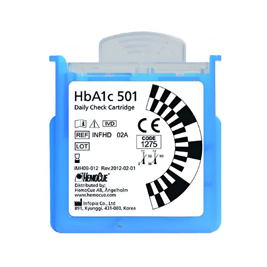 Cartucho de control diario para hemoglobina glicosilada HbA1c Beracah Medica, insumos médicos para análisis de salud.
