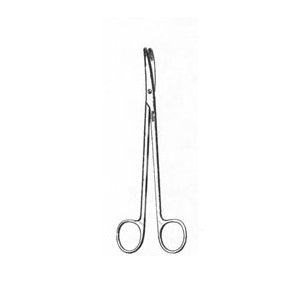 Tijeras Metzenbaum curvas de 14 cm de la marca Beracah Medica, ideales para cortes precisos en cirugías y trabajos delicados.