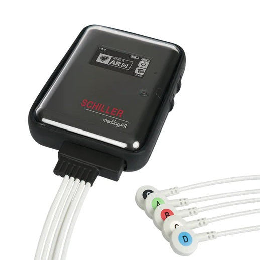 Holter para ECG Beracah Medica MedilogAR con cables y electrodos, monitoreo de hasta 14 días para detección de arritmias.