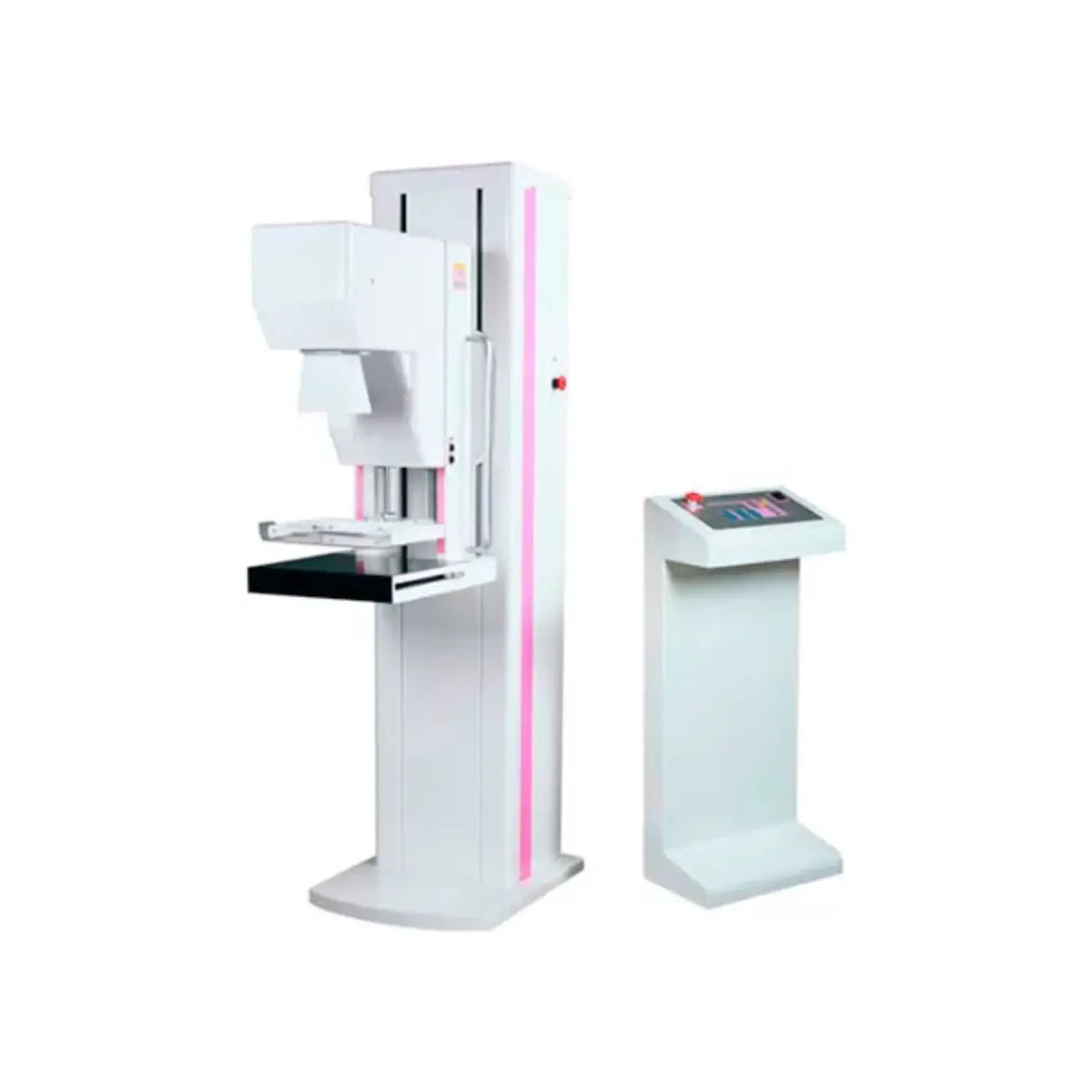 Mastógrafo analógico MSI de movimiento manual de Beracah Medica mostrando pantalla y controles en color blanco y negro
