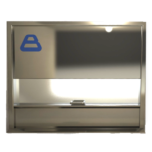 Ceye de transferencia de paciente en acero inoxidable AISI 304, con asas ergonómicas, para uso médico seguro y duradero.
