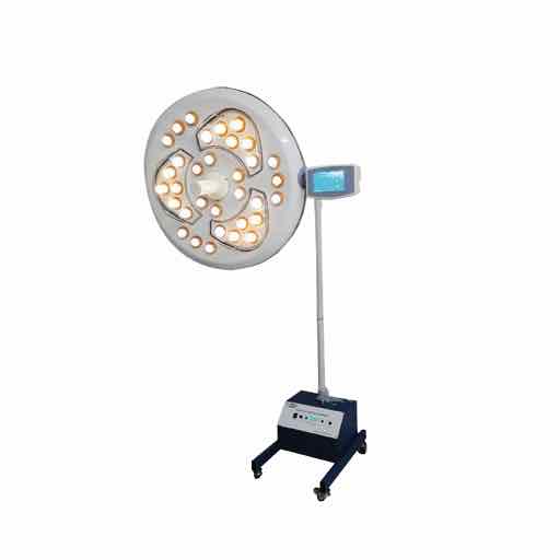 Lámpara de emergencia LED Beracah Medica Glory G3 Mobile con batería y 150,000 lux, diseñada para iluminación en emergencias.
