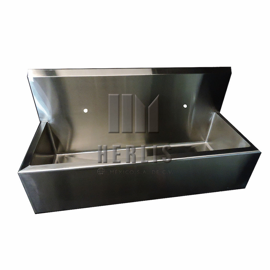 Lavabo doble MSI Beracah Medica de 150x60x76 cm con dos lavabos en cerámica blanca y estructura moderna.