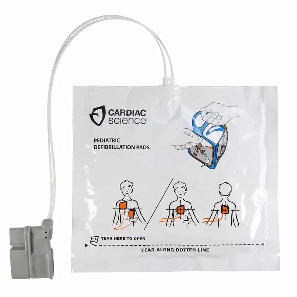 Electrodos pediátricos para desfibrilador Powerheart G5 AED Intellisense de Beracah Medica, parches para uso en emergencias.