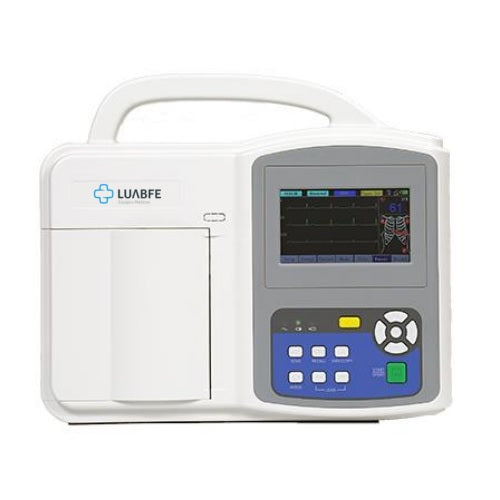 Electrocardiografo de 6 canales Beracah Medica con pantalla LCD TFT a color de 4.3 pulgadas y gráficos en la pantalla.