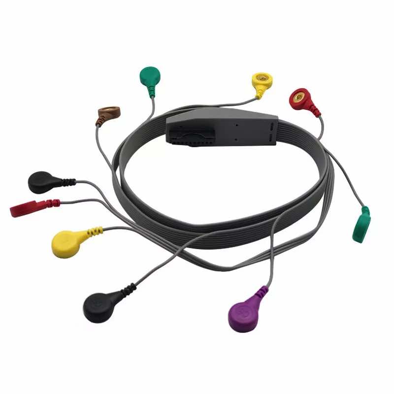 Cable para paciente de 10 puntas con conexiones tipo Snap de la marca Beracah Medica, accesorios para electrocardiógrafos.
