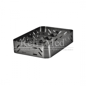 Canastilla de acero inoxidable para guardar y estibar vacunas y biológicos de 30x22x6.5 cm