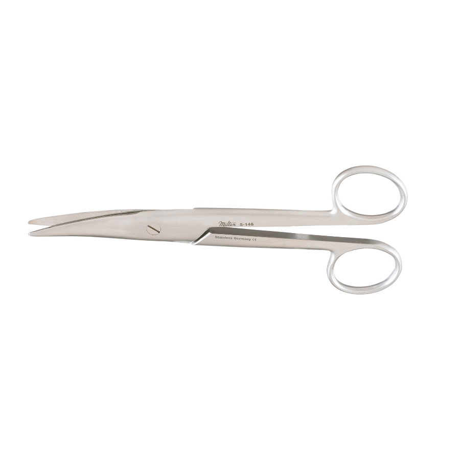 Tijeras Mayo-Noble curva de 6.5 pulgadas con punta roma de la marca Beracah Médica, ideal para corte preciso y delicado.