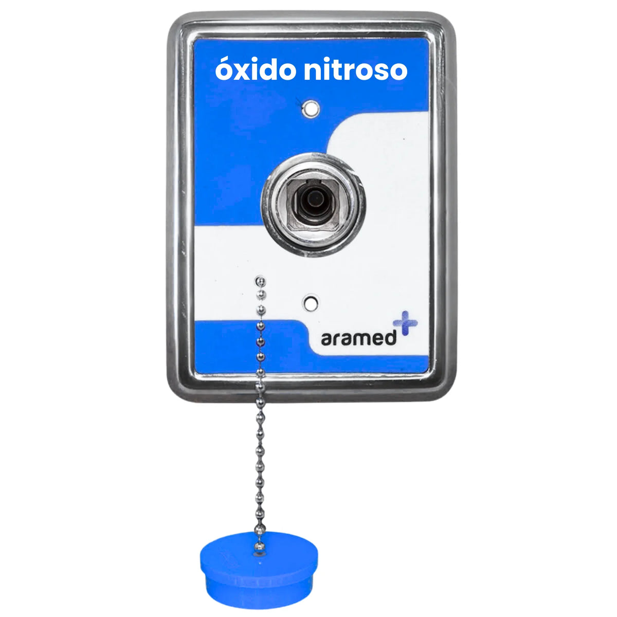 Toma de oxido nitroso N2O NFPA para pared de la marca Beracah Médica, con conexión Aramed/AGA, en color blanco.