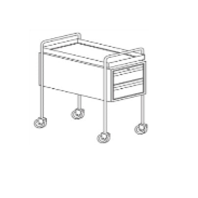 Mesa carro anestesiólogo MSI de Beracah Medica con cuerpo en lámina de acero inoxidable, diseñada para entornos médicos.