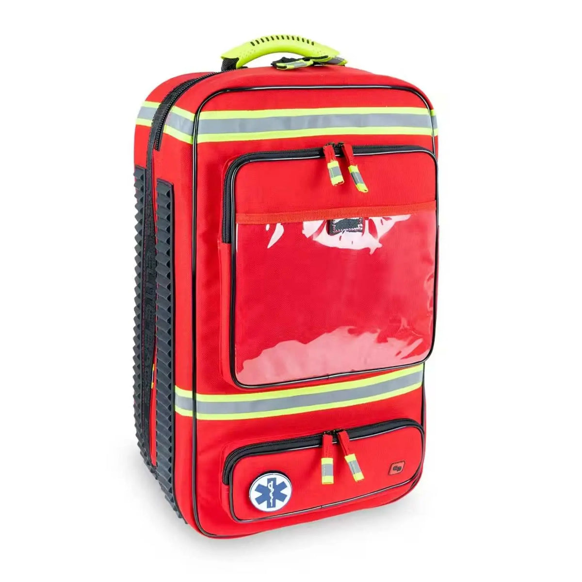 Mochila vacía de emergencias vía respiratoria Beracah Médica modelo EMERAIR, con compartimentos y asas para transporte fácil.
