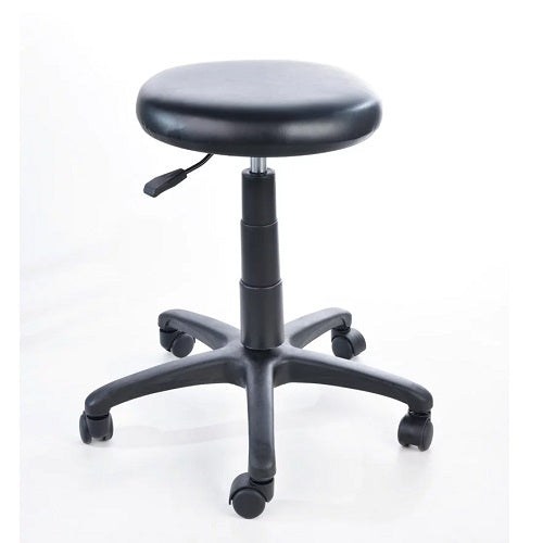 Banco giratorio acojinado Mod. 2000 sin respaldo de la marca Beracah Medica, con asiento acolchado y base giratoria.