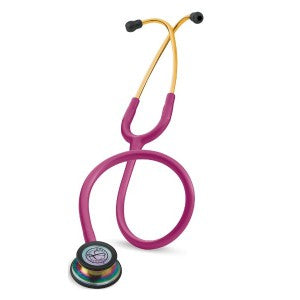 Estetoscopio Littmann Classic III para adultos en color arcoíris frambuesa, con pecho y diafragma, marca Beracah Medica.