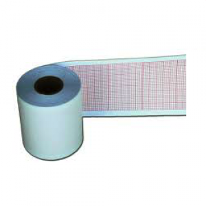 Papel para ECG verde de 5cm x 30m, en caja con 10 rollos, marca Beracah Medica, superficie lisa y flexible.