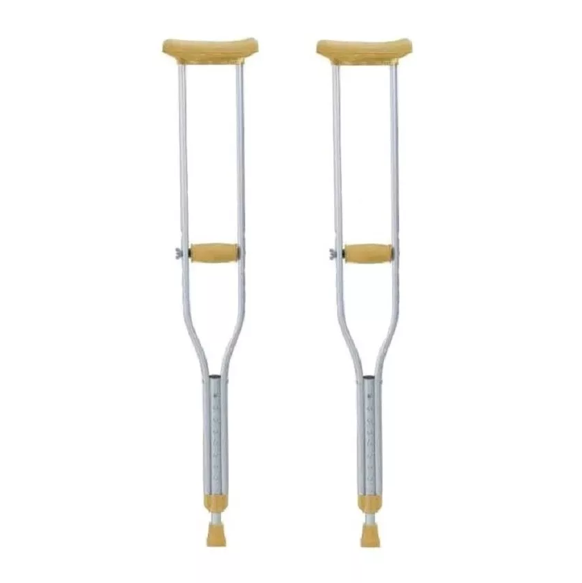 Muleta mediana de aluminio anodizado de 36 a 44 pulgadas, ideal para apoyo y movilidad, marca Beracah Medica.