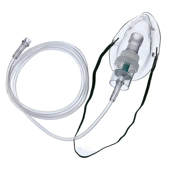 Micronebulizador MICRO MIST con mascarilla para adultos de Beracah Medica en caja con 50 piezas, accesorios de ventilación.