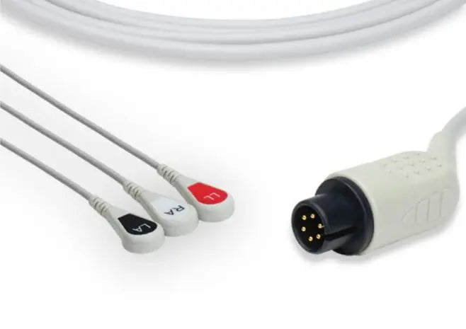 Cable para ECG de 3 puntas unidas, compatible con Mindray. terminacion broche