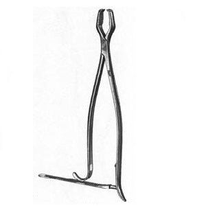 Pinza Lane para hueso MSI de 13 pulgadas con trinquete de la marca Beracah Médica, herramienta quirúrgica para manipulación ósea.