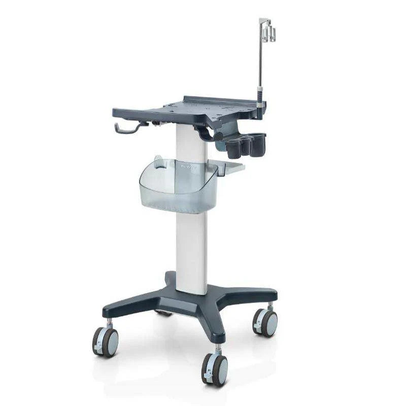 Carrito para ultrasonido Mindray UMT-170 MSI de marca Beracah Medica con estantes y ruedas para transporte.