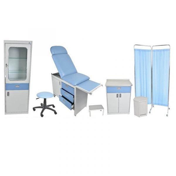 Juego de consultorio Ultra Plus MSI de 7 piezas de Beracah Medica, incluye instrumentos médicos y accesorios de consulta.