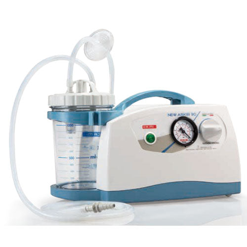 Aspirador de succión continua de 1 litro Mod. Askir 30 de Beracah Medica, aspirador portátil con depósito y mango ergonómico.