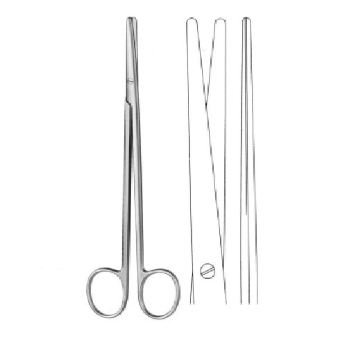 Tijeras Metzenbaum rectas de 18 cm de la marca Beracah Medica, con hojas afiladas y mango ergonómico para uso médico.