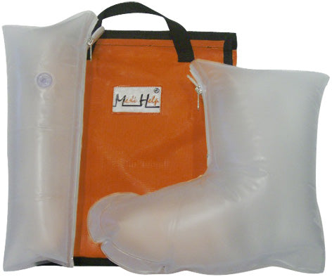Ferula neumática de 6 piezas de Beracah Medica para inmovilización de extremidades, con correas ajustables y materiales resistentes.
