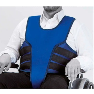 Peto de sujeción Salvaclip Comfort talla L para silla de ruedas, accesorio de protección y seguridad de Beracah Medica.