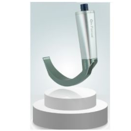 Hoja reutilizable hipercurva para videolaringoscopio MSI de Beracah Medica, con superficie lisa y curva para mejor visualización.