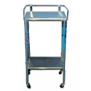 Mesa pasteur MSI de acero inoxidable con llantas de gel, dimensiones 60x50x100cm, sin cajón, ideal para ambientes médicos.