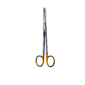 Tijeras Metzenbaum rectas de 5,5 pulgadas con puntas sin filo de la marca Beracah Medica sobre fondo blanco.