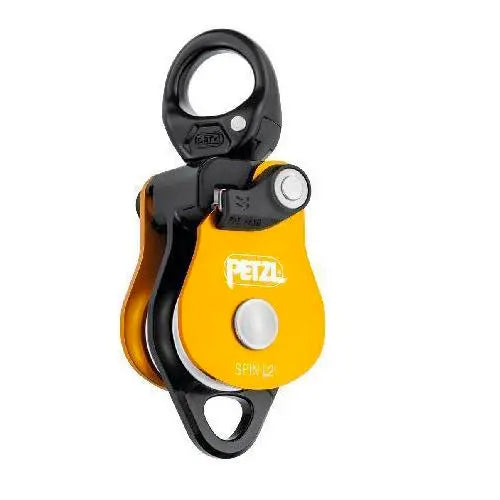 Polea Spin L2 amarilla de Beracah Medica, polea de rescate para descenso con diseño resistente y duradero.