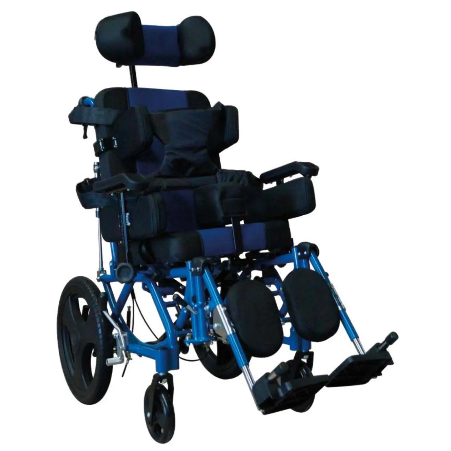 Silla de ruedas infantil PCI de 14 pulgadas de la marca MSI de Beracah Medica, diseñada para parálisis cerebral, en color negro