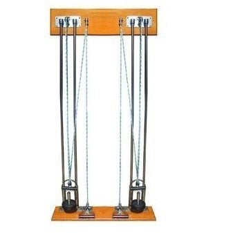 Poleas fijas dobles con dos jaladeras de la marca Beracah Médica, mostrando la estructura metálica y las jaladeras.