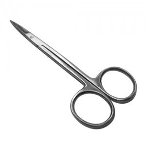 Tijeras de iris rectas de 12 cm de la marca Beracah Medica, con mango ergonómico y hoja de acero inoxidable.