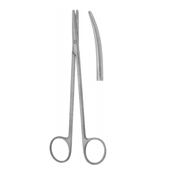 Tijeras Metzenbaum estándar de 20 cm curva de la marca Beracah Medica, con hoja curva y mango ergonómico.