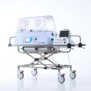 Incubadora de traslado Beracah Medica Scale SAPS Isoterm, diseñada para hospitales, con control de temperatura y movimiento seguro.
