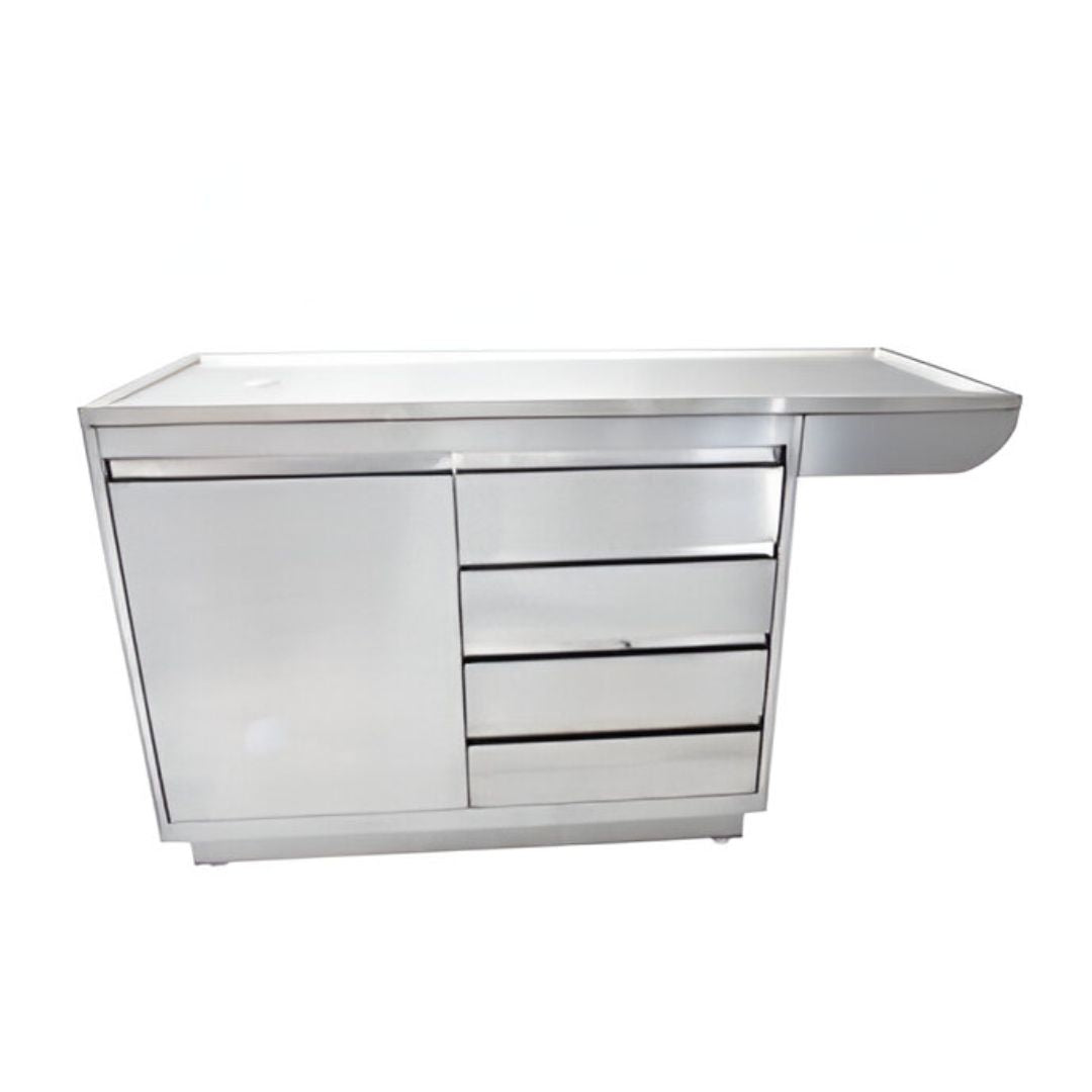 Mesa de exploración veterinaria Grand+ MSI de Beracah Médica, con cubierta y cuerpo de acero inoxidable 304 y 430.