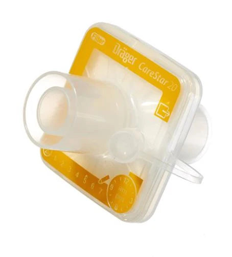 Filtro electrostático Carestar 30 de Beracah Medica, caja con 100 unidades, 20 ml de espacio muerto, para protección respiratoria.