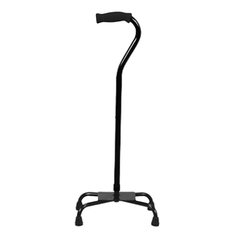 Bastón de aluminio negro de 4 apoyos de la marca Beracah Medica, diseñado para soporte y estabilidad.