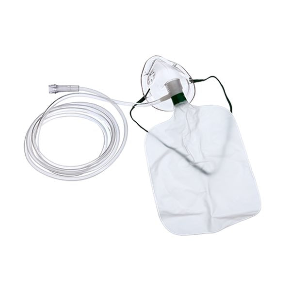 Mascarilla pediátrica para oxígeno de alta concentración Beracah Medica, en caja con 50 unidades.