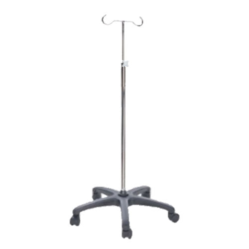 Porta sueros de pedestal Beracah Medica, base quintuple de nylon para venoclisis, con soporte estable y resistente.