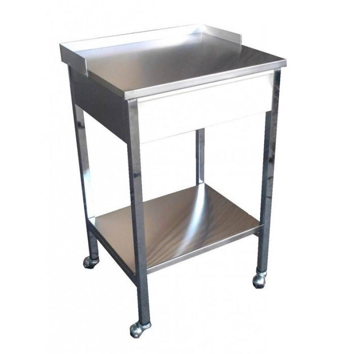 Mesa pasteur MSI con cajón cromado de 40x50x84cm de Beracah Médica, superficie lisa y estructura resistente.