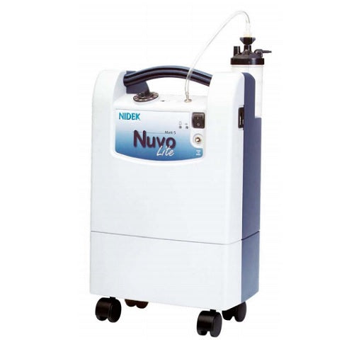 Concentrador de oxígeno portátil Nuvo Lite 520NDK de Beracah Médica, con pantalla y controles visibles.