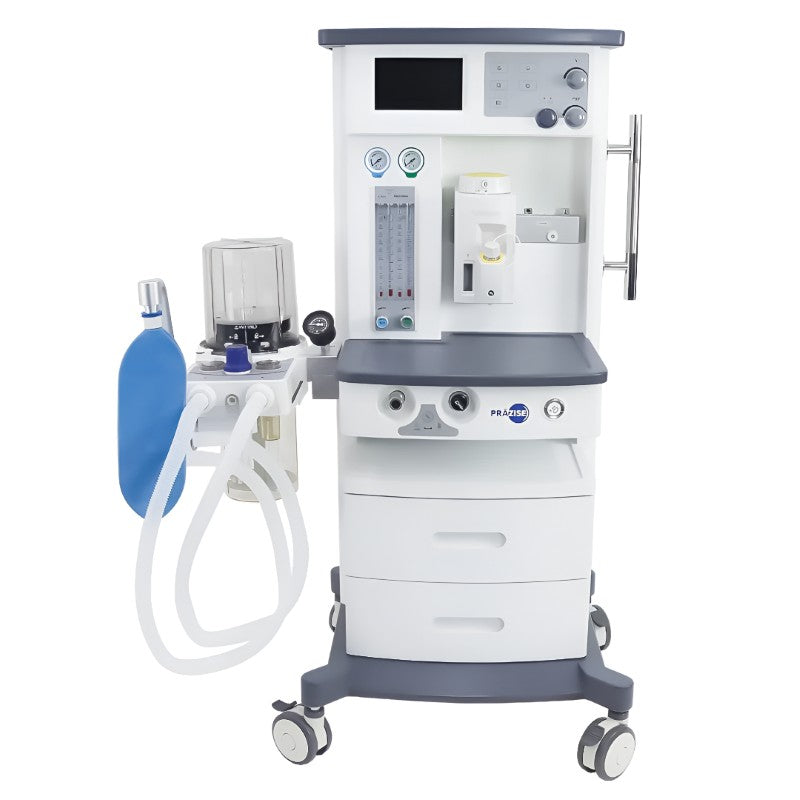 Maquina de anestesia Beracah Medica modelo PRZ-AN050 con vaporizador, control de gases y modos ventilatorios para quirófano.