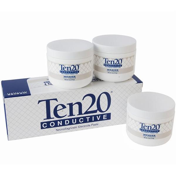 Conjunto de 3 frascos de pasta conductiva para EEG Ten20® Beracah Medica, 228 g cada uno, en envase de plástico.